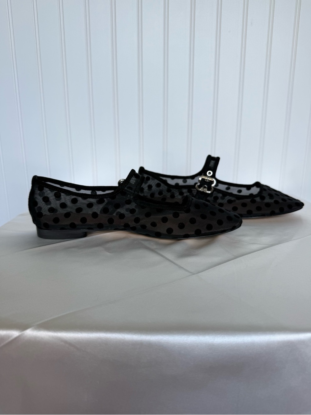 Sam Edelman Michaela Mesh Polka Dot Mary Jane Flats Black US 8.5 - Picture 6 of 11